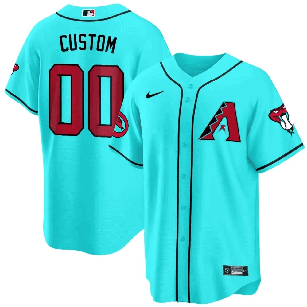 Men Arizona Diamondback Light Blue Nike 2024 Cool Base Custom MLB Jersey-0